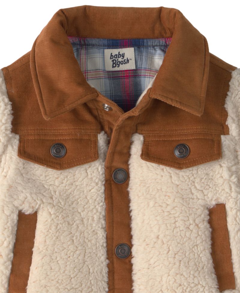 Baby Boys' Collared Color-Block Teddy Fleece Jacket