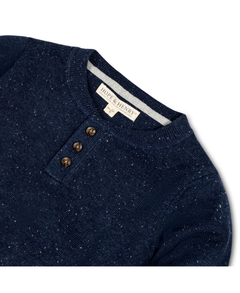 Baby Boys Hope and Henry Long Sleeve Zip Henley Pullover Sweater