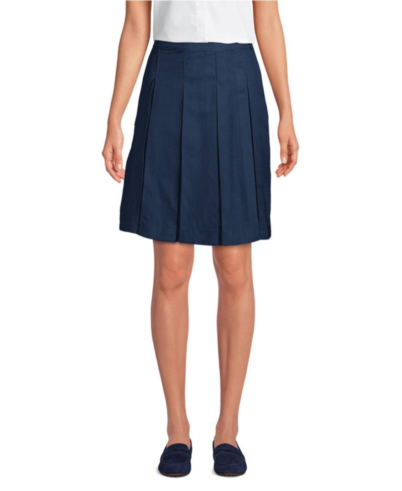 Tall Tall Top of Knee Solid Box Pleat Skirt