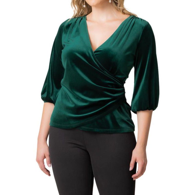Plus Size Odette Velvet Faux Wrap Top