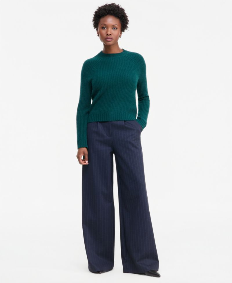 Plus Size 100% Cashmere Shaker Stitch Crewneck Sweater