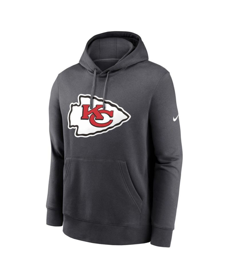 Men's Anthracite Kansas City Chiefs Club Logo Pullover Hoodie