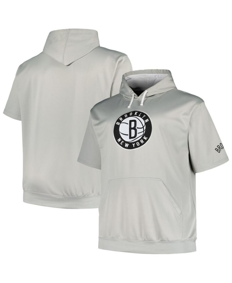 Men's Silver Brooklyn Nets Big & Tall Logo Pullover Hoodie