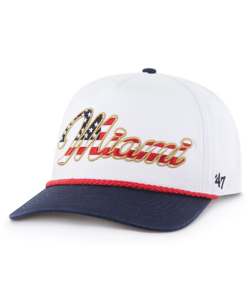 Men's White Miami Dolphins Patriotic Overhand Hitch Adjustable Hat