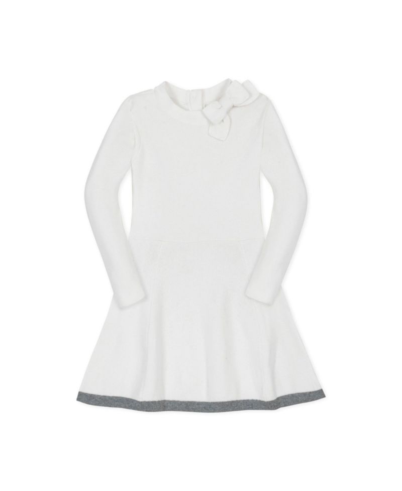 Baby Girls Hope and Henry Organic Long Sleeve Mock Neck Bow Detail Sweater Dress