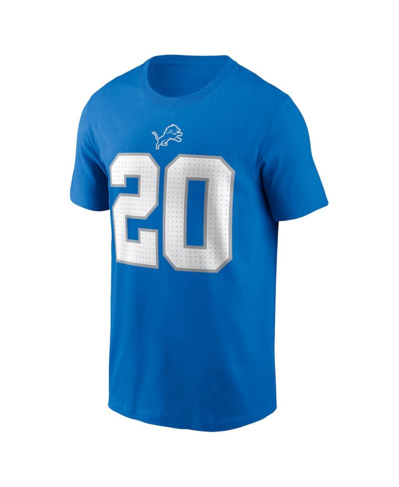 Men's Barry Sanders Blue Detroit Lions Retired Player Name & Number T-Shirt