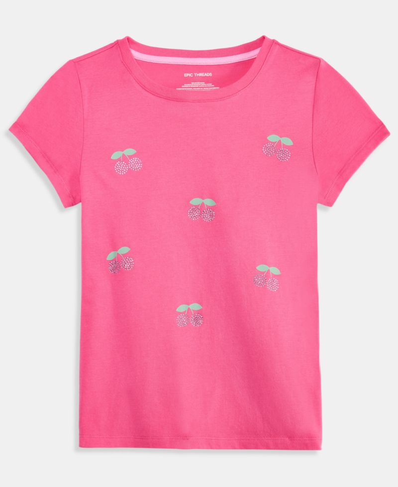 Girls' 5-20 Embellished Cherries T-Shirt