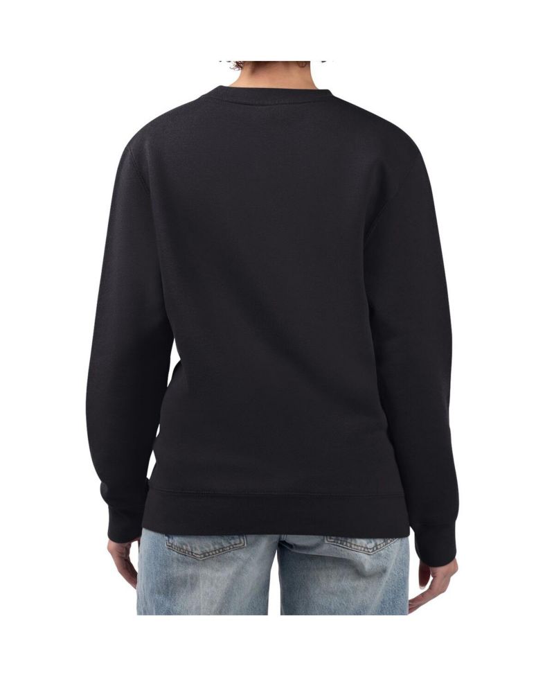 Women's Black Philadelphia Eagles Metallic Print Football Sketch Fleece Crewneck Sweatshirt