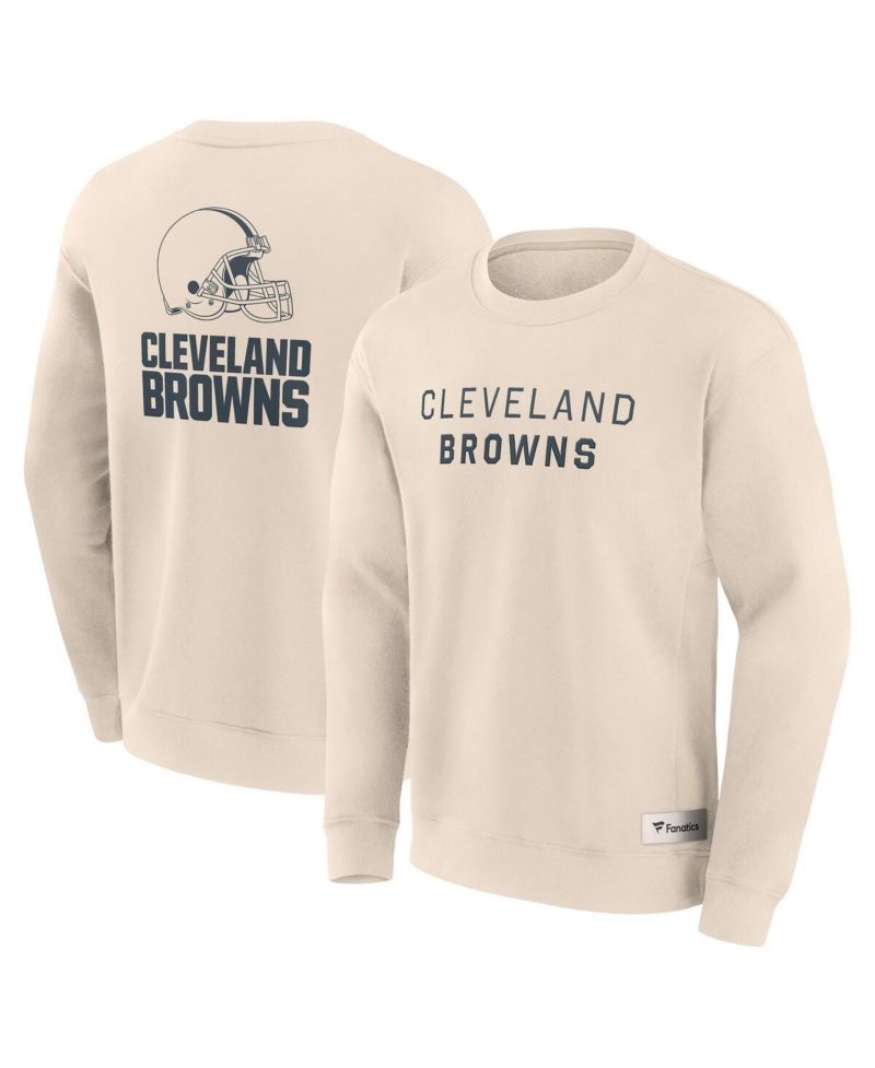 Men's Cream Cleveland Browns Elements Future Ground Lettering Pullover Sweatshirt