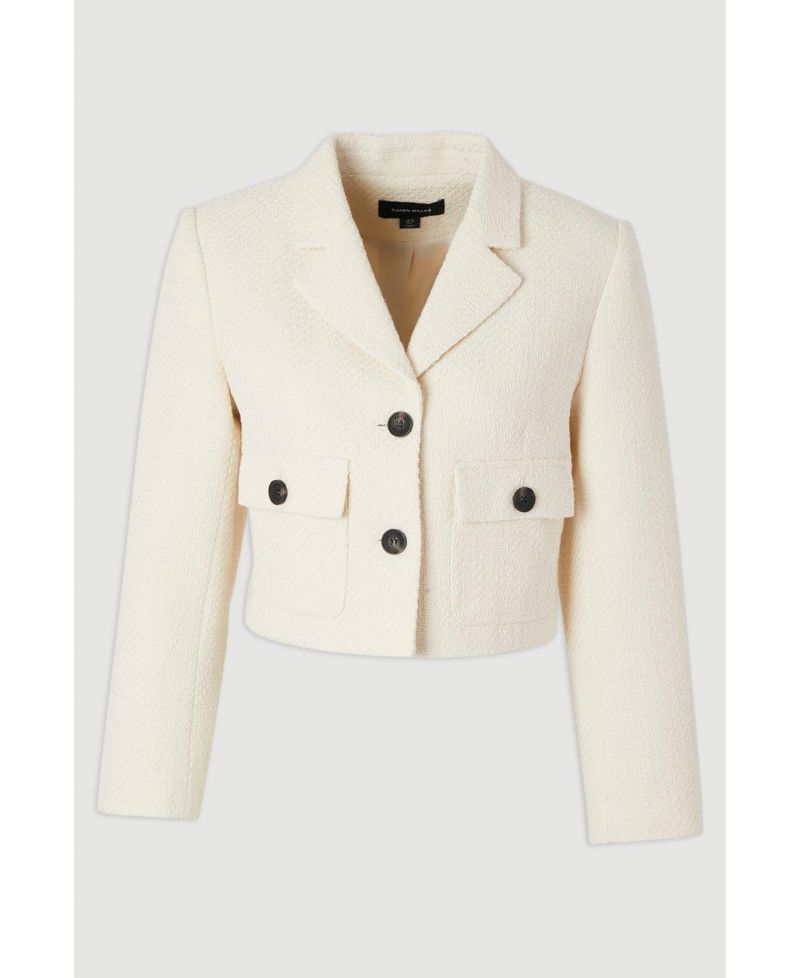 Women's Double Button Tweed Cropped Jacket