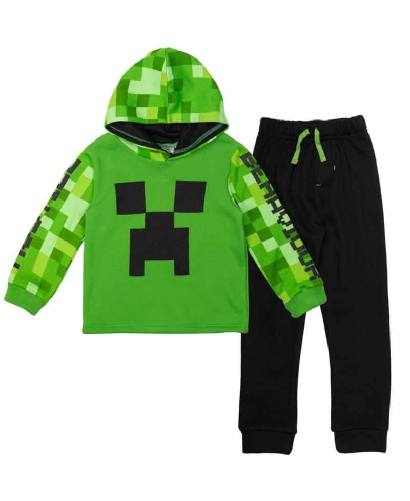 Little Boys Creeper Fleece Pullover Hoodie and Pants Outfit Set