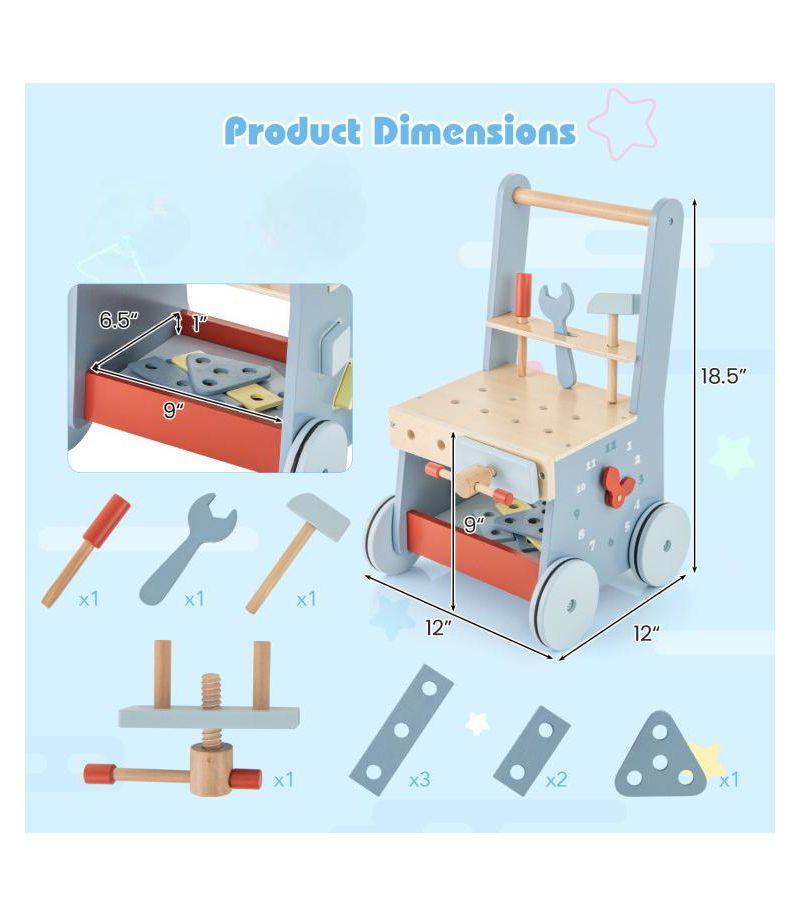 2-in-1 Wooden Baby Push Walker