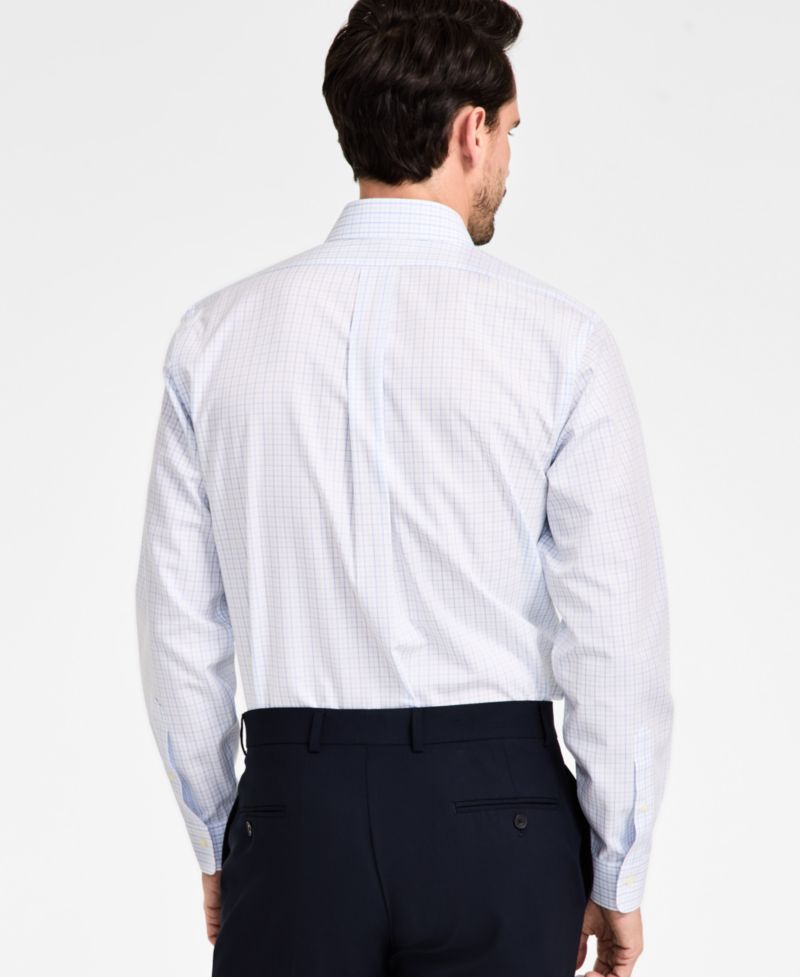 Men's Regular-Fit Non-Iron Spread Collar Tattersall Broadcloth Dress Shirt