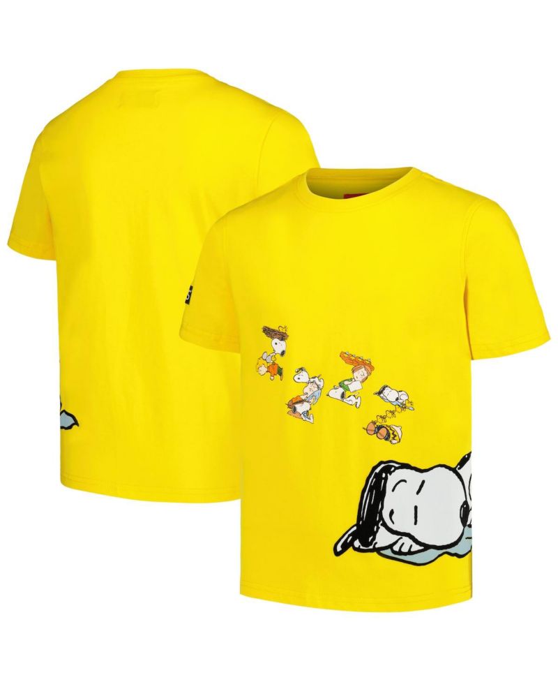 Big Boys and Girls Yellow Peanuts Snoopy Sleep T-Shirt