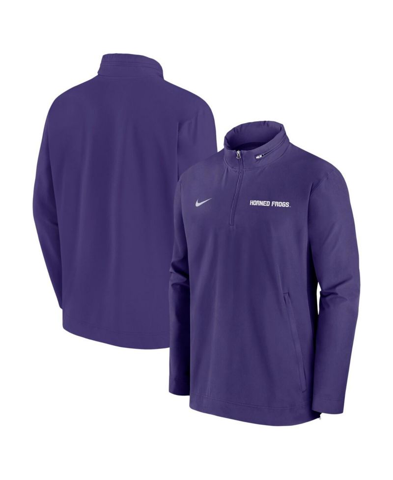 Men's Purple TCU Horned Frogs 2024 Sideline Coach Quarter-Zip Hoodie Jacket