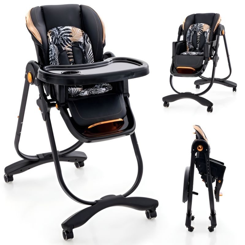Kids Folding Dining High Chair with Adjustable Height and Recline
