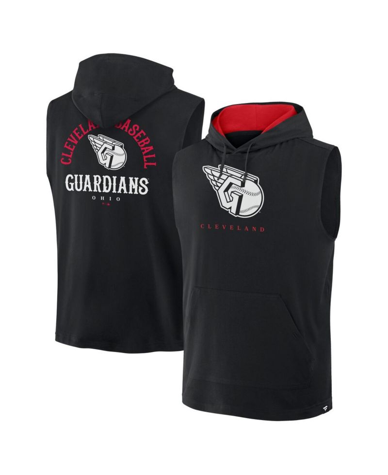 Men's Black Cleveland Guardians Fire Speed Sleeveless Pullover Hoodie