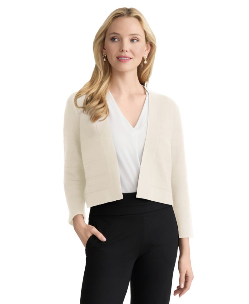 Petite Cropped Striped Stitch Shrug