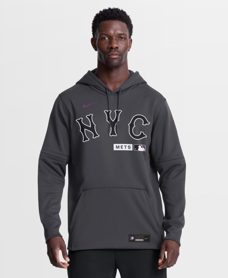 Men's Anthracite New York Mets Authentic Collection City Connect Therma-FIT Hoodie