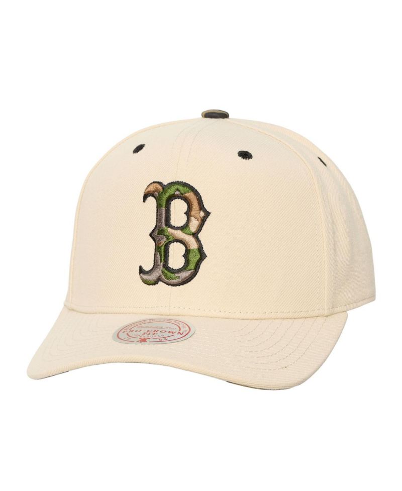 Men's and Women's Cream Boston Red Sox Camo Logo Pro Crown Snapback Hat