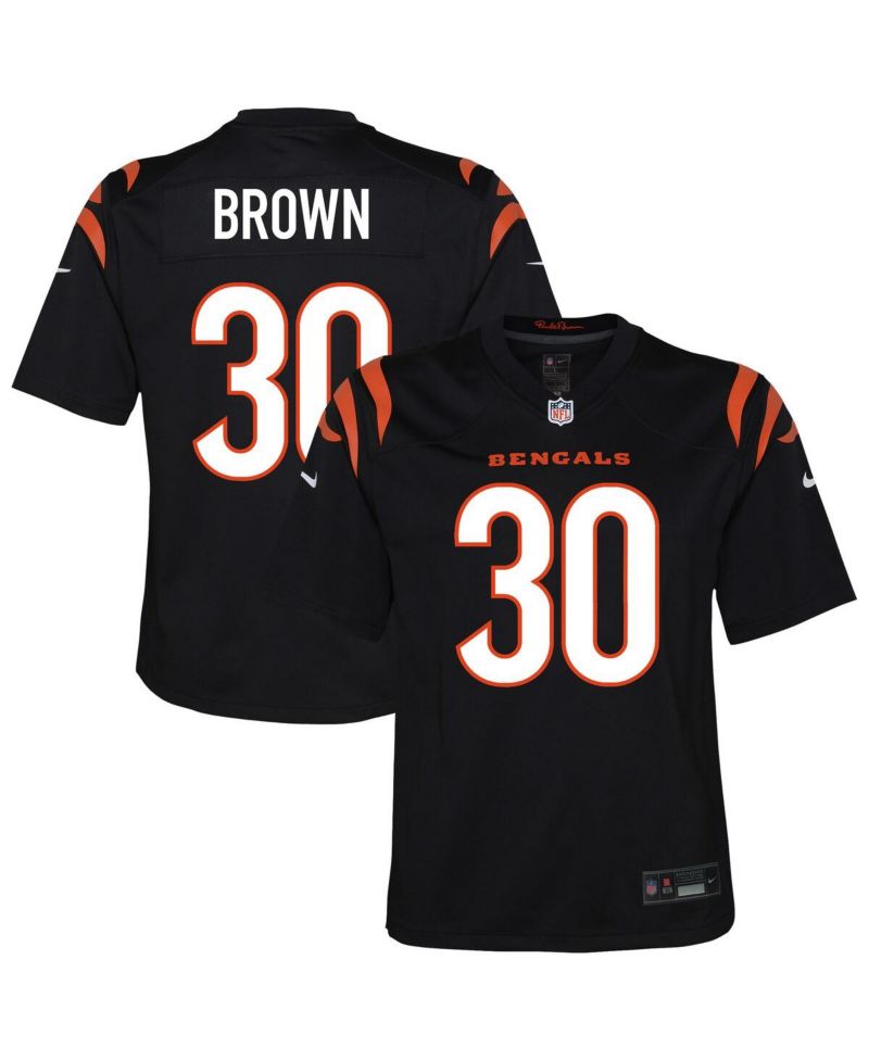 Big Boys and Girls Chase Brown Black Cincinnati Bengals Team Game Jersey
