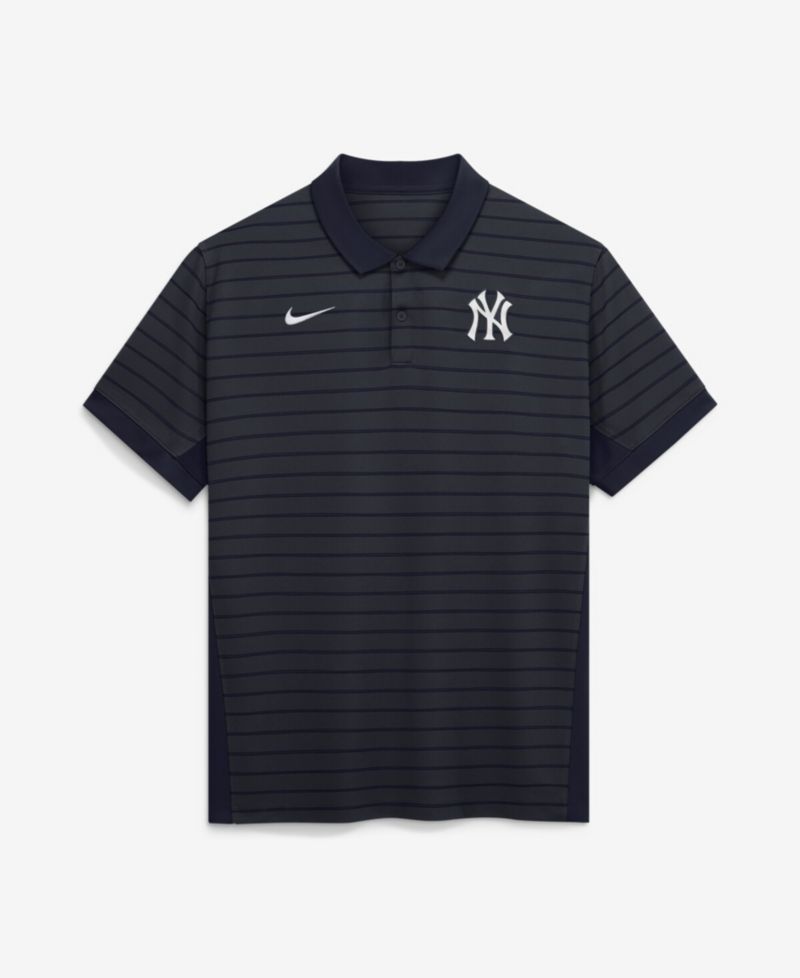 Men's Navy New York Yankees Authentic Collection Striped Victory Dri-FIT Polo Shirt