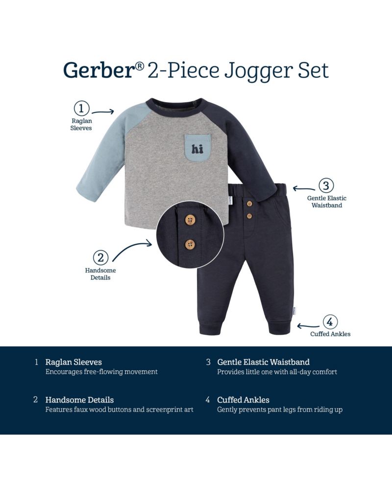 Baby Boys s Long Sleeve Top and Jogger Set, 2 Piece