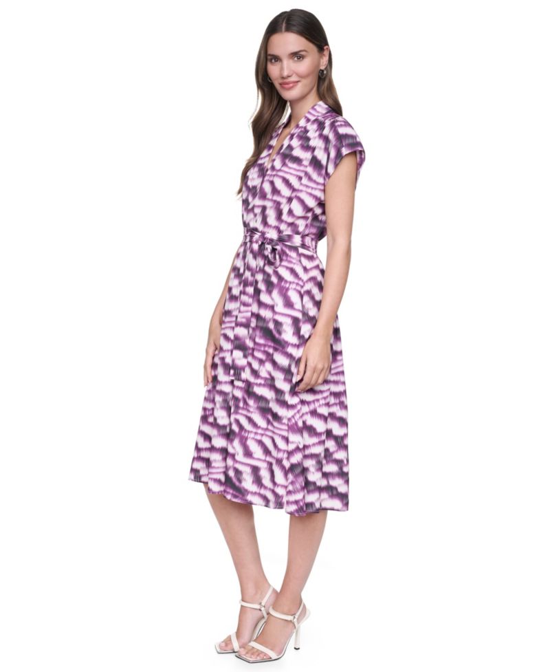 Women's Cap Sleeve Wrap Midi Dress