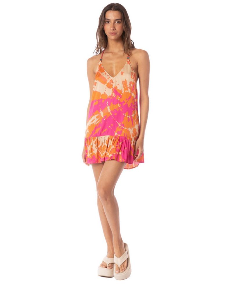 Women's Linn Open-Back V-Neck Flounce Hem Mini Dress