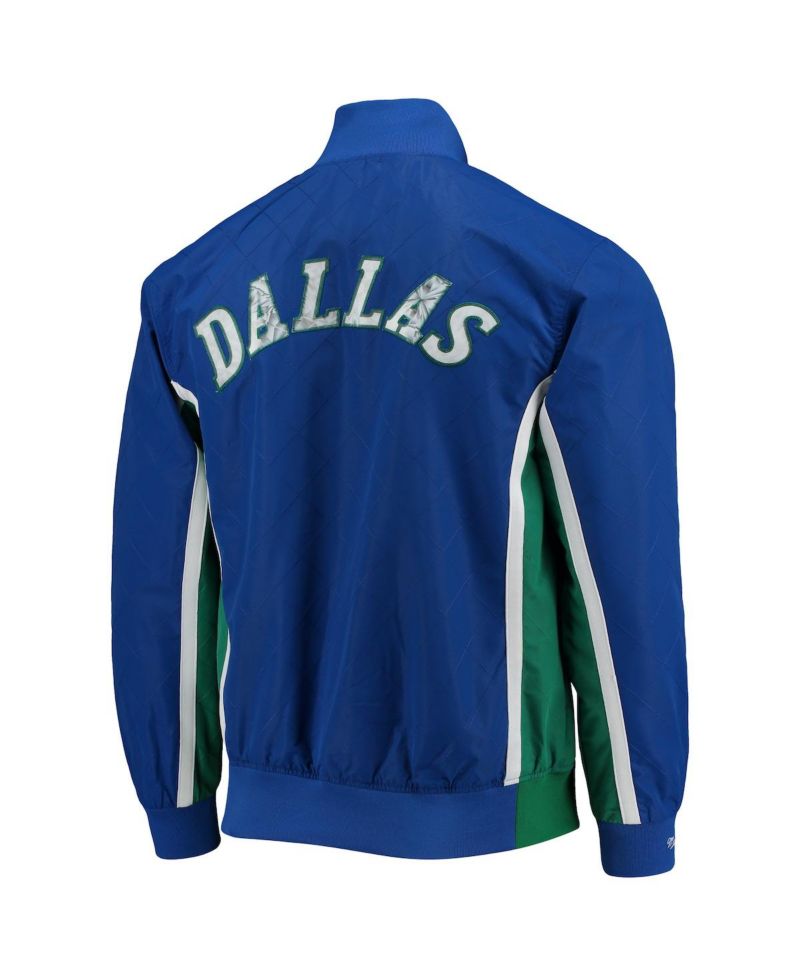 Men's Dallas Mavericks Blue Hardwood Classics 75th Anniversary Authentic Warmup Full-Snap Jacket