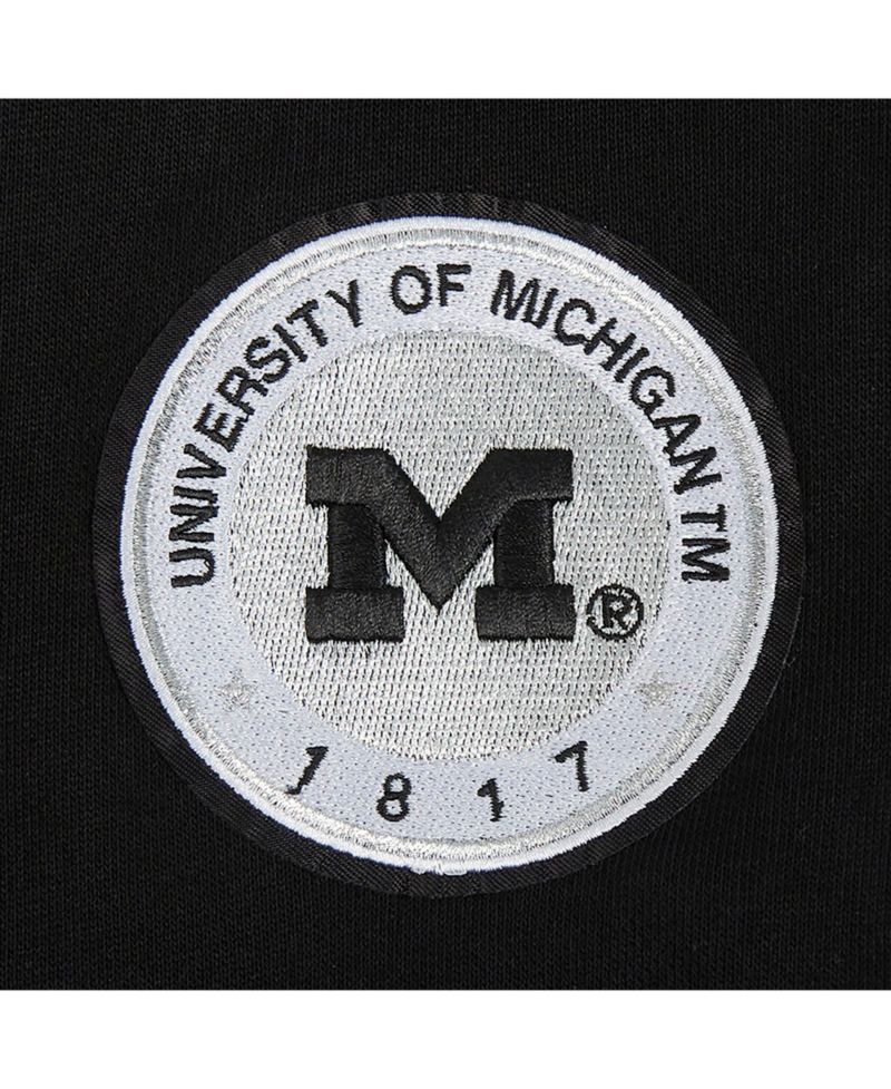 Women's Black Michigan Wolverines Cropped Pullover Sweatshirt