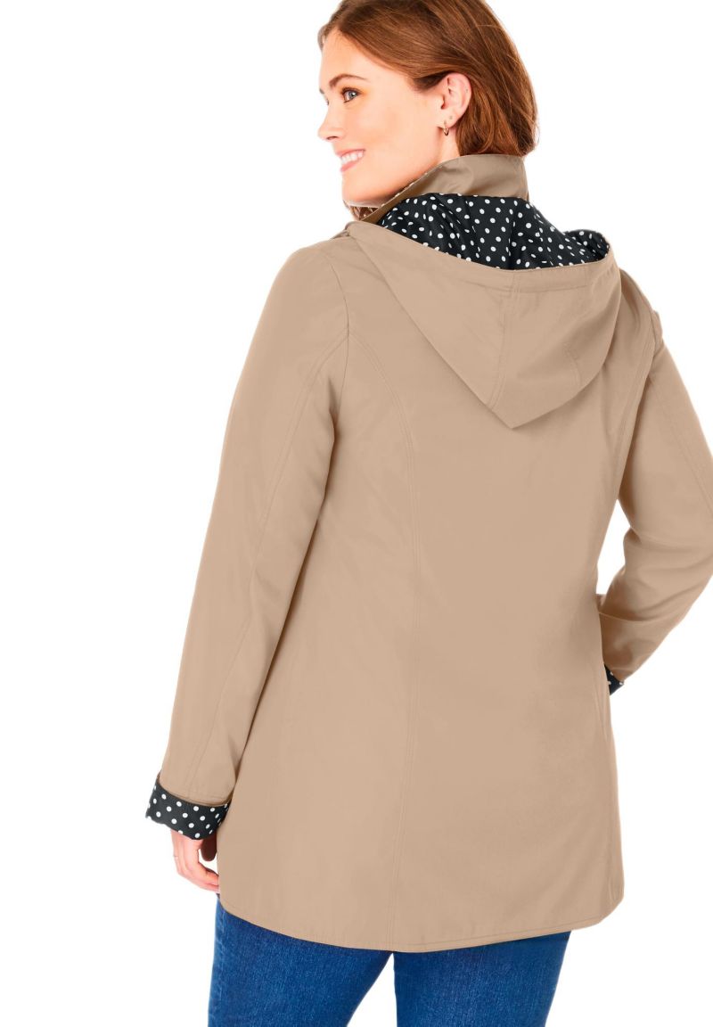 Women's Within Polka Dot Trim A-Line Raincoat