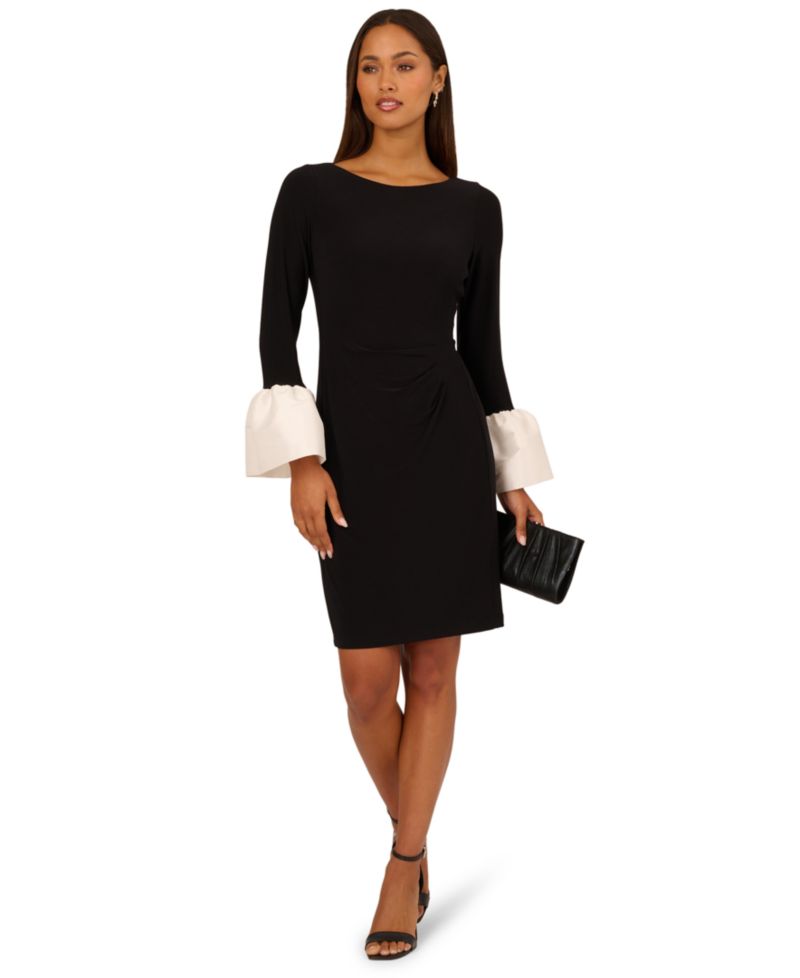 Women's Long-Sleeve Colorblock Boat-Neck Dress