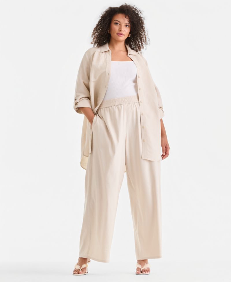 Plus Size Pull-On Wide-Leg Pants