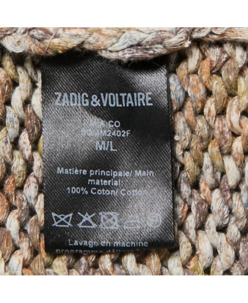 Women's Pre-Owned Zadig and Voltaire Brown Cotton Rib Knit Mia Cardigan