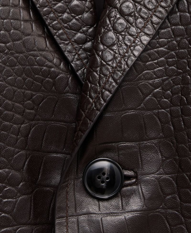 Women's Selection Croco-Effect Leather Long Coat