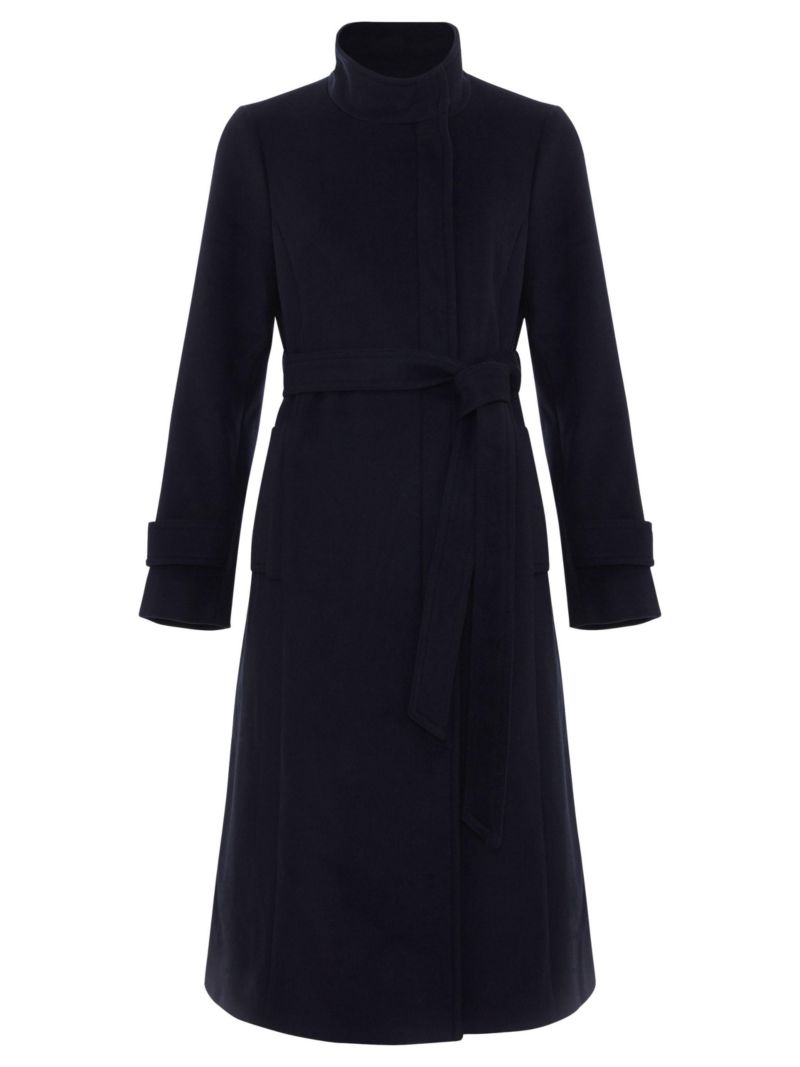 Women's Belted Funnel Collar Coat