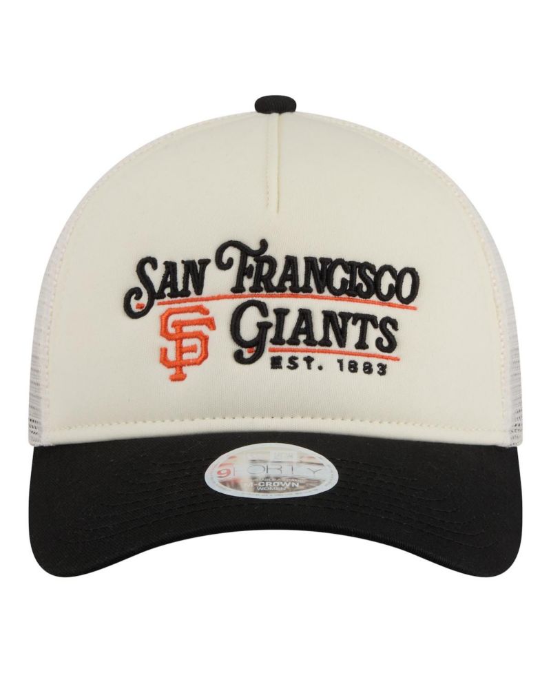 Women's Light Beige/Black San Francisco Giants Retro 9FORTY M-Crown A-Frame Trucker Adjustable Hat