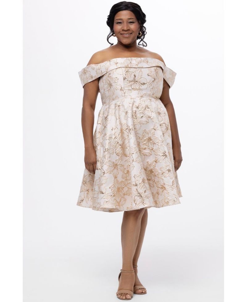 Women's Off-The-Shoulder Brocaade Party Dress