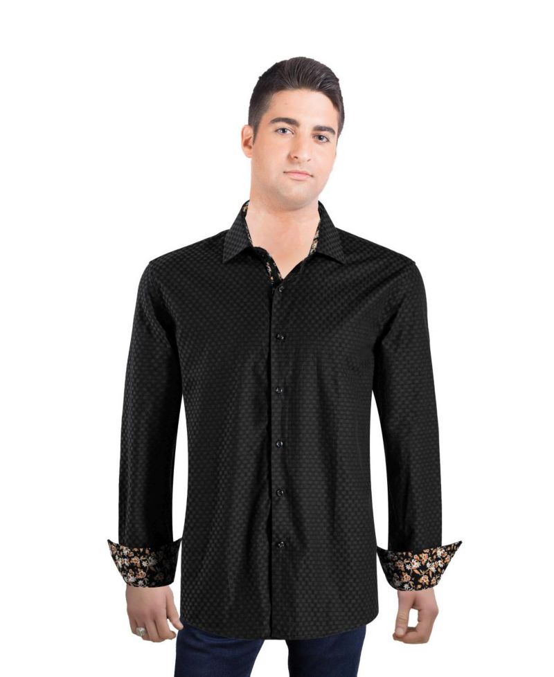 Men's Slim Fit Jacquard Dot Button-Down Shirt