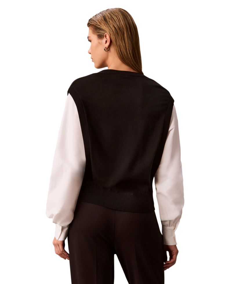 Petite Crewneck Long-Sleeve Colorblock Sweater