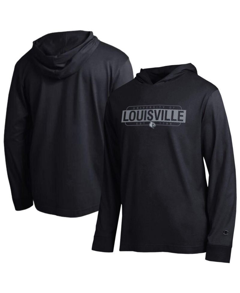 Men's Black Louisville Cardinals Gradient All-Star Long Sleeve Hooded T-Shirt