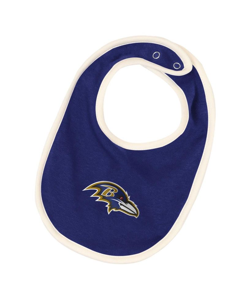 Baby Boys and Girls Baltimore Ravens Up One Bodysuit, Bib & Booties Set