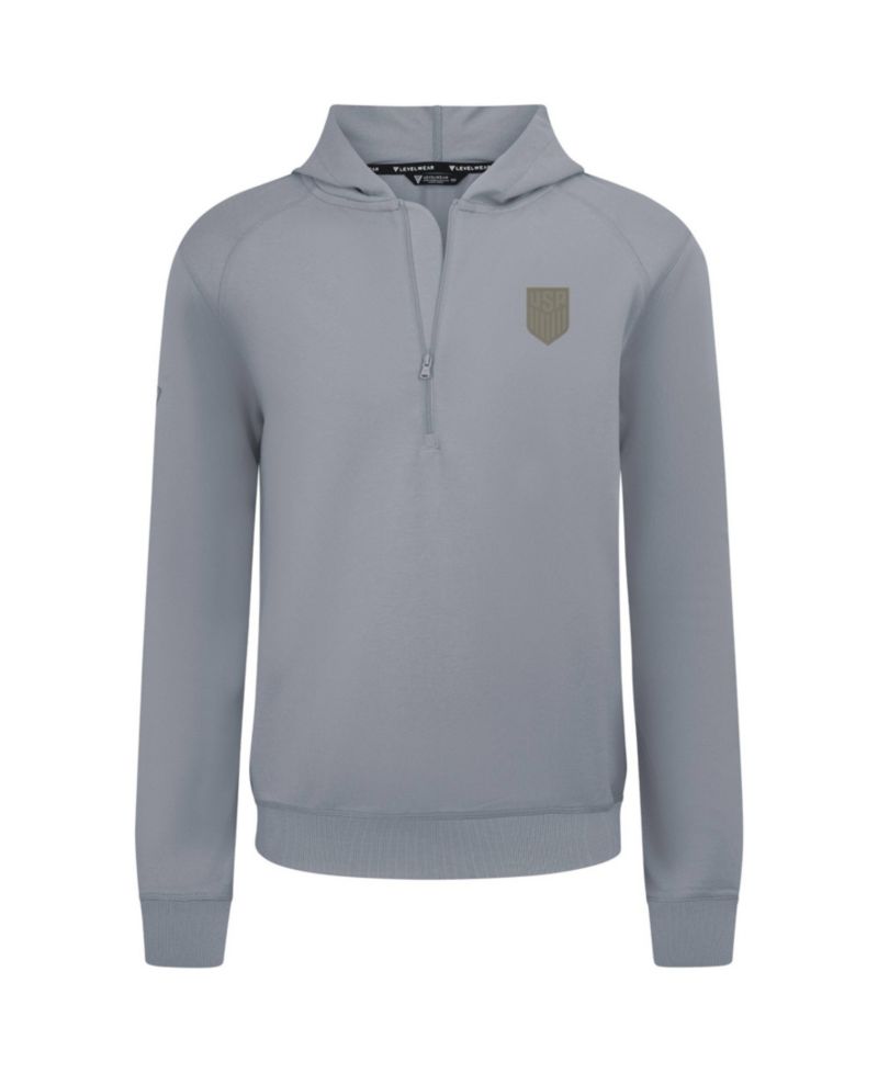 Men's Gray USMNT Technic Tri-Blend Quarter-Zip Hoodie