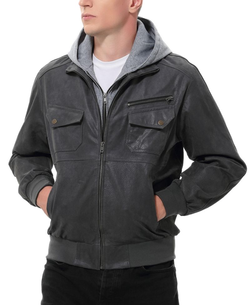 Men's Civic Distressed Leather Bomber Jacket