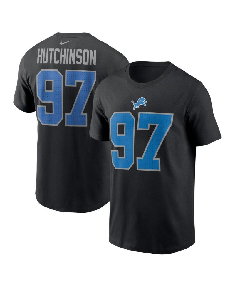 Nike Men's Aidan Hutchinson Black Detroit Lions Player Name & Number T-Shirt