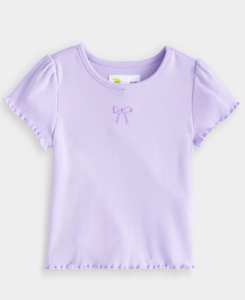 Toddler Girls' 12M-5T Puff-Sleeve Ribbed T-Shirt