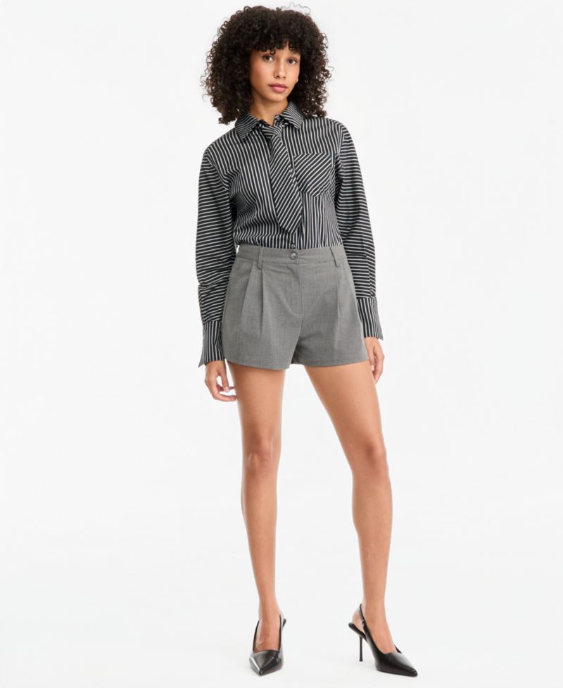 Women's Pleated High-Waisted Shorts