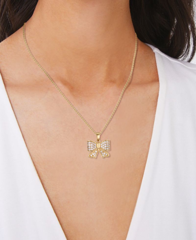 Cubic Zirconia Bow Pendant Necklace