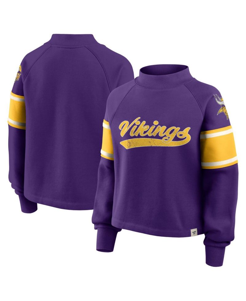 Women's Purple Minnesota Vikings Oversized Hometown Toss Sweep Mock Neck Pullover Hoodie